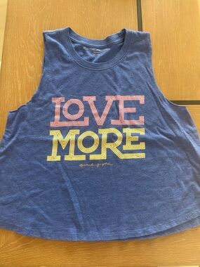 Spiritual Gangster LOVE MORE Blue Graphic Muscle Tank
